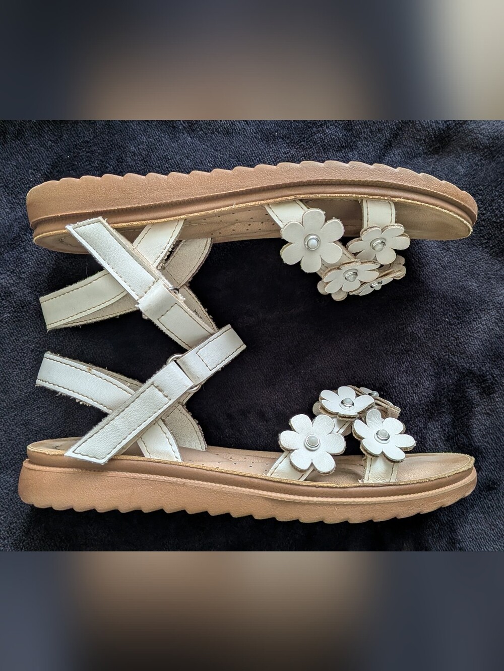 Girls Annie Floral Strap Sandals, White / Size 13 - Picture 5 of 9